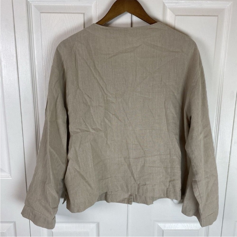 ❤️🔥Vikolino - Flax Linen Collarless Button Blazer - L/XL - Picture 2 of 5
